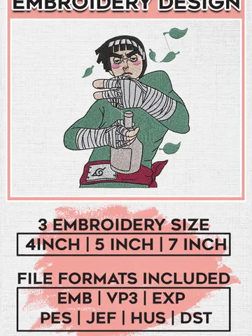 Rock Lee Embroidery Designs / Lee Logo Embroidery Files / Naruto Machine Embroidery Pattern / Digital Download EMB_ANIME_266 $6.99