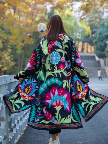 Stunning Silk embroidered boho kimono coat by order