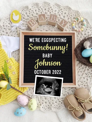 Digital Pregnancy Announcement Easter Baby Announcement for Social Media, Editable Template Digital File $7.00