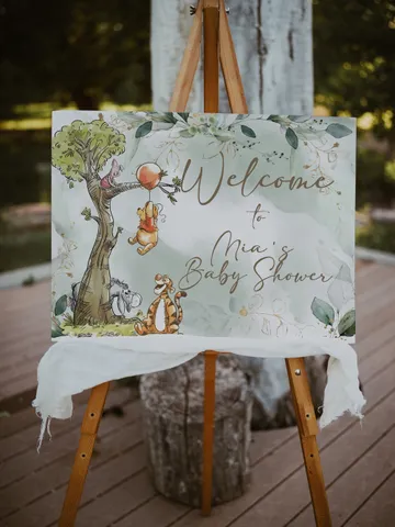 Welcome Banner Winnie the Pooh Baby Shower; Winnie Pooh  Baby Shower; Editable Welcome Banner; Baby Shower Decoration Winnie Pooh pg123 $11.62