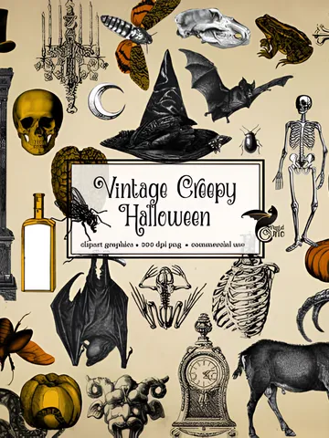 Vintage Creepy Halloween Clipart