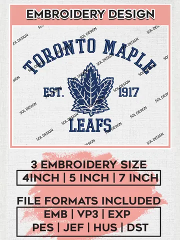Toronto Maple Leafs Hockey Team Est Logo Embroidery Design, NHL Toronto Maple Leafs Logo Embroidery Files, Hockey Team Machine Embroidery, Machine Embroidery Design $6.99