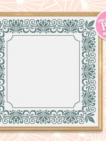 Square frame cross stitch pattern PDF download Flower border cross stitch chart, Simple cross stitch pillow, Monochrome mandala frame #Y12 $4.30