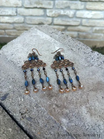 Boho Copper Earrings in Earthy Colors