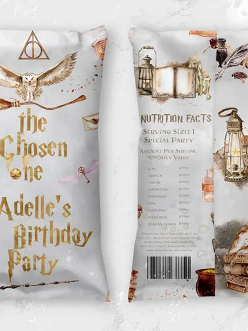 Editable Chips Bag Label Birthday Party; Magic School 1st Birthday; Printable Chips Bag Potato Label; Magical Party Decoration; W8 $10.45
