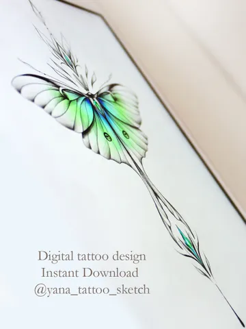Luna Moth Tattoo Design Luna Moth Tattoo Idea Stencil Sketch, Instant download PDF, JPG