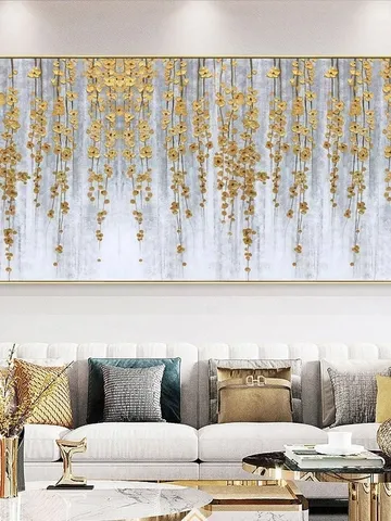 Abstract Gold Flower Painting On Canvas Large Original Gold Foil Painting Modern Landscape Acrylic Painting Living Room Wall Art Home Dcoer $102.83