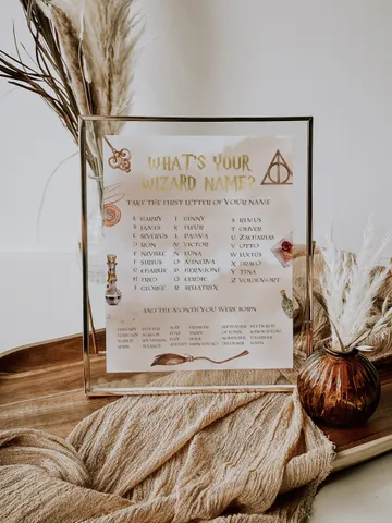 what's YOUR WIZARD NAME sign; Wizard Baby Shower sign; Magic School Baby Shower template; Instant Download; wP66 $7.55