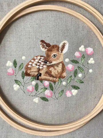 Fawn in flowers Machine embroidery design Digital embroidery pattern Animal embroidery motif Embroidery design for children $8.08