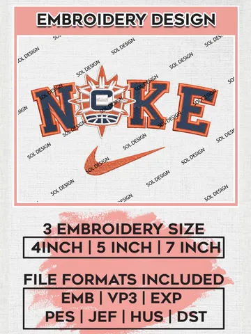 Nike Connecticut Sun Embroidery Files, WNBA Connecticut Sun Team Embroidery Designs, Basketball Teams, 3 sizes, Machine embroidery designs, Digital Download $6.99