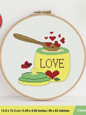 Love kitchen Cross stitch pattern | Embroidery Pattern | Instant Download | Embroidery Designs $5.37