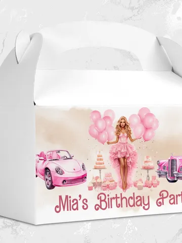 Doll Party Gable box template; instant download; hot pink girl birthday; pool party birthday bar12 $10.45