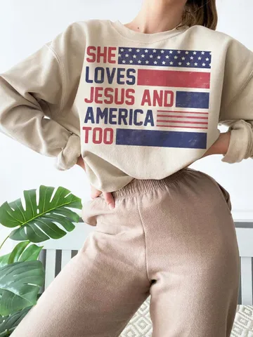 She loves Jesus and America Too PNG, USA Png, Patriotic png, America Retro Png, Independence Day PNG $3.34
