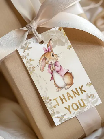 Editable and Printable Thank you sticker template 1st Baby Birthday in Peter Rabbit style party instant download and unlimited access pr777 $10.45