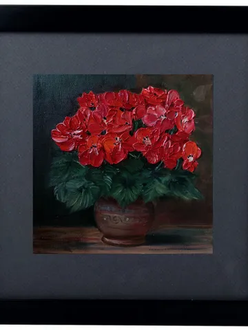 Oil painting "Geranium Flowers" 8х8 inc $140.00