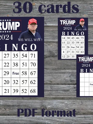 Trump bingo cards,Printable bingo trump,Donald Trump bingo card,Trump Bingo,30 Printable Bingo Cards--4 $3.95