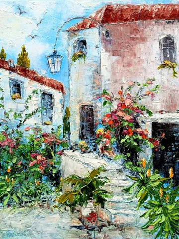 Amalfi coast painting Italy original art Italian seascape wave oil painting on canvas mediterranean wall art 20x16 by ArtProkopaloSv $307.00