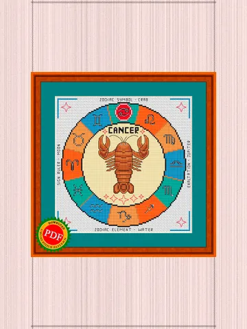 Cancer Cross Stitch Pattern | Cancer Zodiac Sign $4.00
