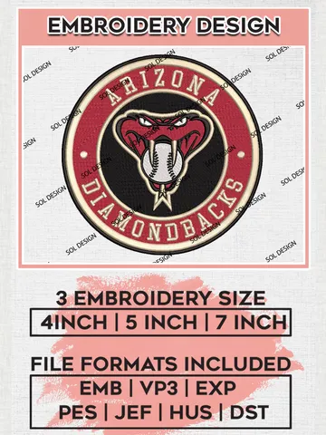 Arizona Diamondbacks MLB Team Round Logo Embroidery Design, MLB Team Embroidery files, Arizona Diamondbacks Baseball Team, Diamondbacks Team, Digital Download