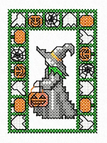 Cross Stitch Witch 4x4 Embroidery Design $3.00