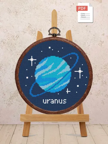 Uranus Cross Stitch Pattern, Planets Cross Stitch Pattern, Uranus Pattern, Space Cross Stitch Pattern, Solar System Patterns #spc007 $3.00