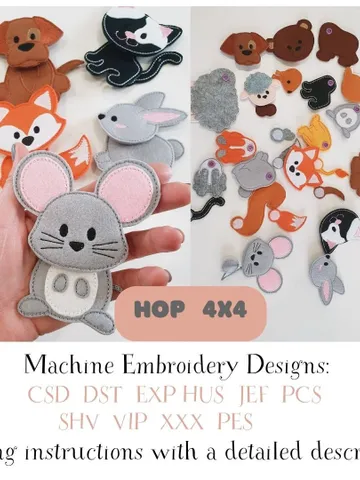 ITH Felt Animal Mix and Match Puzzle Embroidery Pattern, Build an Animal Creative Toy Design, 4x4 Digital File $27.00