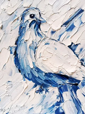 Pigeon Oil Painting White Dove Art Hand Painted Christmas gift Original Painting Bird Art Animals Wall Art Decor Gifts by ArtProkopaloSv $94.00