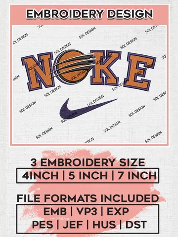 Nike WNBA Phoenix Mercury Embroidery Files, WNBA Phoenix Mercury Team Embroidery Designs, WNBA Basketball Teams, 3 sizes, Machine embroidery designs, Digital Download $6.99