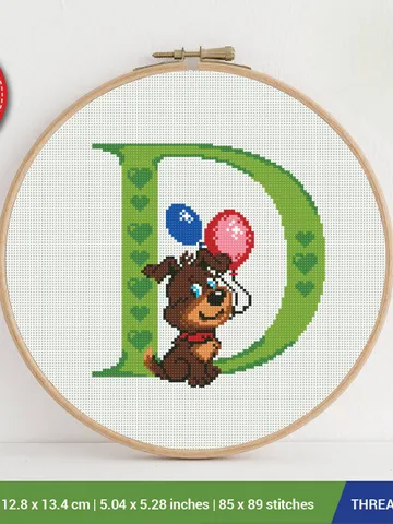 Letter D Dog ABC Cross stitch pattern | Embroidery Pattern | Instant Download | Embroidery Designs $5.37