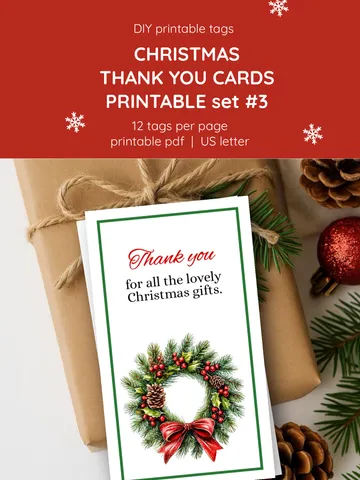 Christmas Mini Thank You Cards. Printable Vintage Watercolor Set. Holiday Thank You Cards Printable. Small 2x3.5" Vintage Notes. Cozy Watercolor Thank You Cards. Mini Holiday Printables. Printable Mini Gift Thank You Cards. Vintage Christmas Style.