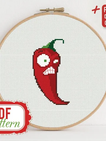 Cross stitch pattern Jalapeno Cross stitch pattern Plants vs Zombies PDF Format Instant Download Home decor Modern $5.96