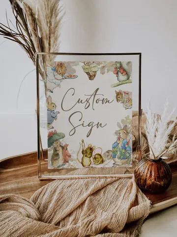 Editable Custom sign Peter Rabbit First Birthday party sign; Peter Rabbit Party; Classic Peter Rabbit Party Birthday Download; pr1 $11.62
