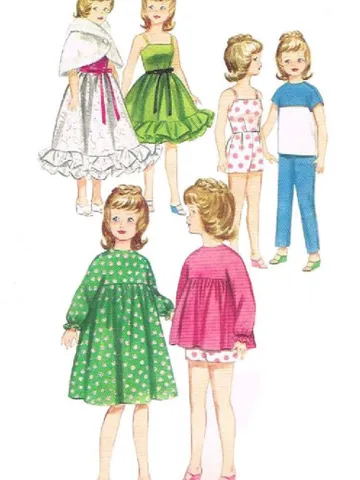 Copy Butterick 3351 Vintage Dolls Sewing Pattern Wardrobe Clothes for Dolls 12" chest 5-1/4" Digital Download PDF $2.50