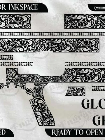 Glock 17 Gen 04 Scroll Design,lasercut,laserengraving,fiberlaser,engravingfiles,metalart $40.00