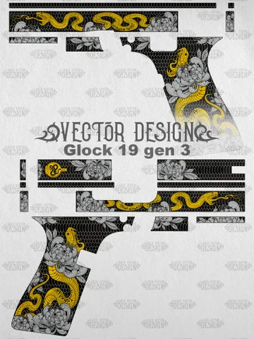 VECTOR DESIGN Glock 19 gen 3 Snake and flowers $130.00