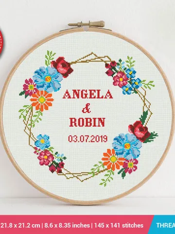 Wedding Date Frame and Alphabet Cross stitch pattern | Embroidery Pattern | Instant Download | Embroidery Designs $6.40