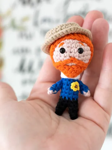 Artist Vincent van Gogh doll gift idea for creative people, crochet art toy, van Gogh figurine exclusive handmade gift $31.00