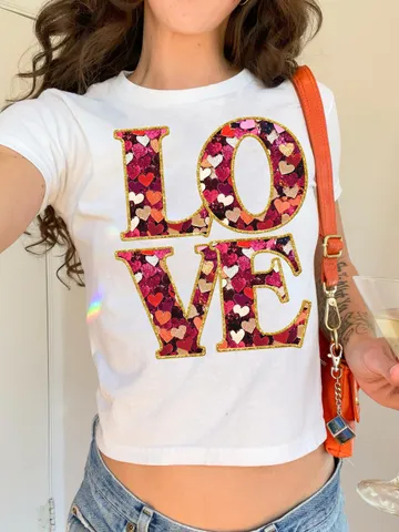 Love Sequin Embroidery- Preppy Love Valentine Coquette Png File- Valentine Sublimation DTF Printable Design $4.18