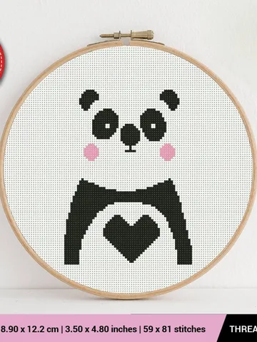 Panda Bear Black White Cross stitch pattern | Embroidery Pattern | Instant Download | Embroidery Designs $4.14