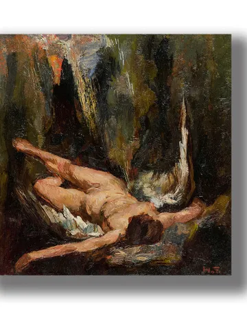 Fallen angel Lucifer. Unusual avant-garde art. $27.00