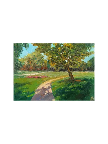 Sunny Park Painting 8,5x12" Summer Trees Landscape ORIGINAL ART Impressionist Signed by artist Marina Chuchko $195.00