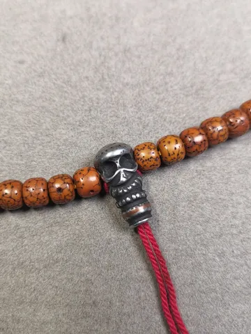 Gandhanra Tibetan Cold Iron Guru Bead,Skull Shape T-drilled 3-Hole Prayer Bead,Mala Bead,Connector Bead for Buddhist Bead Accessories $35.99