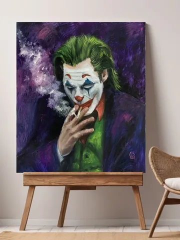 Joker Smoking, Oil painting Expressive Art 24x28 inches, $720.00