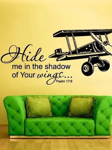 Psalm Quote Wall Decal Shadow wings Plane Sticker z937 $23.99