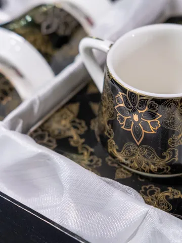 Black And Gold Luxury 12 Pieces Tea Cups And Saucers | Black and Gold Tea Cups | Elegant 12-Pieces Tea Cups $129.99