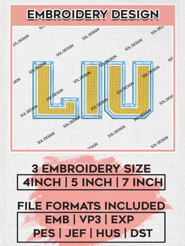 NCAA LIU Team Logo Machine Embroidery Design, NCAA Long Island University Sharks Team Design Design files, NCAA Team Embroidery Designs, NCAA Machine Embroidery Designs, Digital Download $6.99