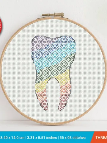 Human Body Tooth Cross stitch pattern Blackwork| Embroidery Pattern | Instant Download | Embroidery Designs $5.37