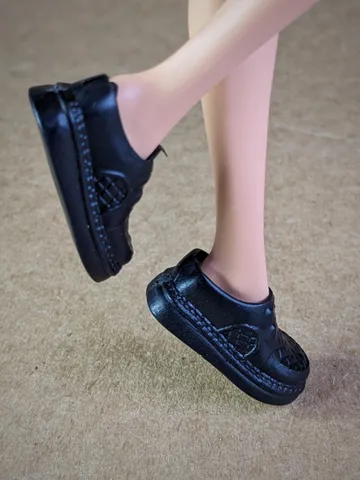 Black flat school shoes for 10.5 inch female dolls (MH, EAH) $10.00