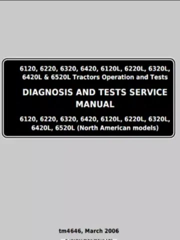 John Deere 6120 6220 6320 6420 Diagnosis and Tests Service Manual TM4646