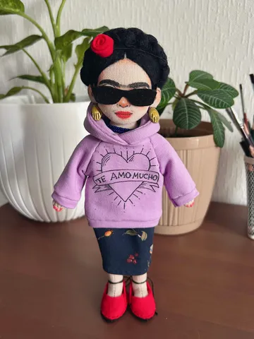 SPECIAL ORDER FOR RONNI Textile art doll inspired by Frida $170.00